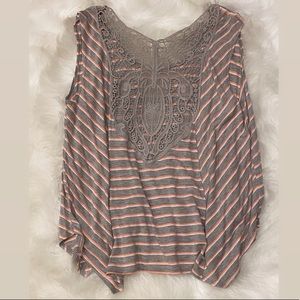 striped tank with lace back